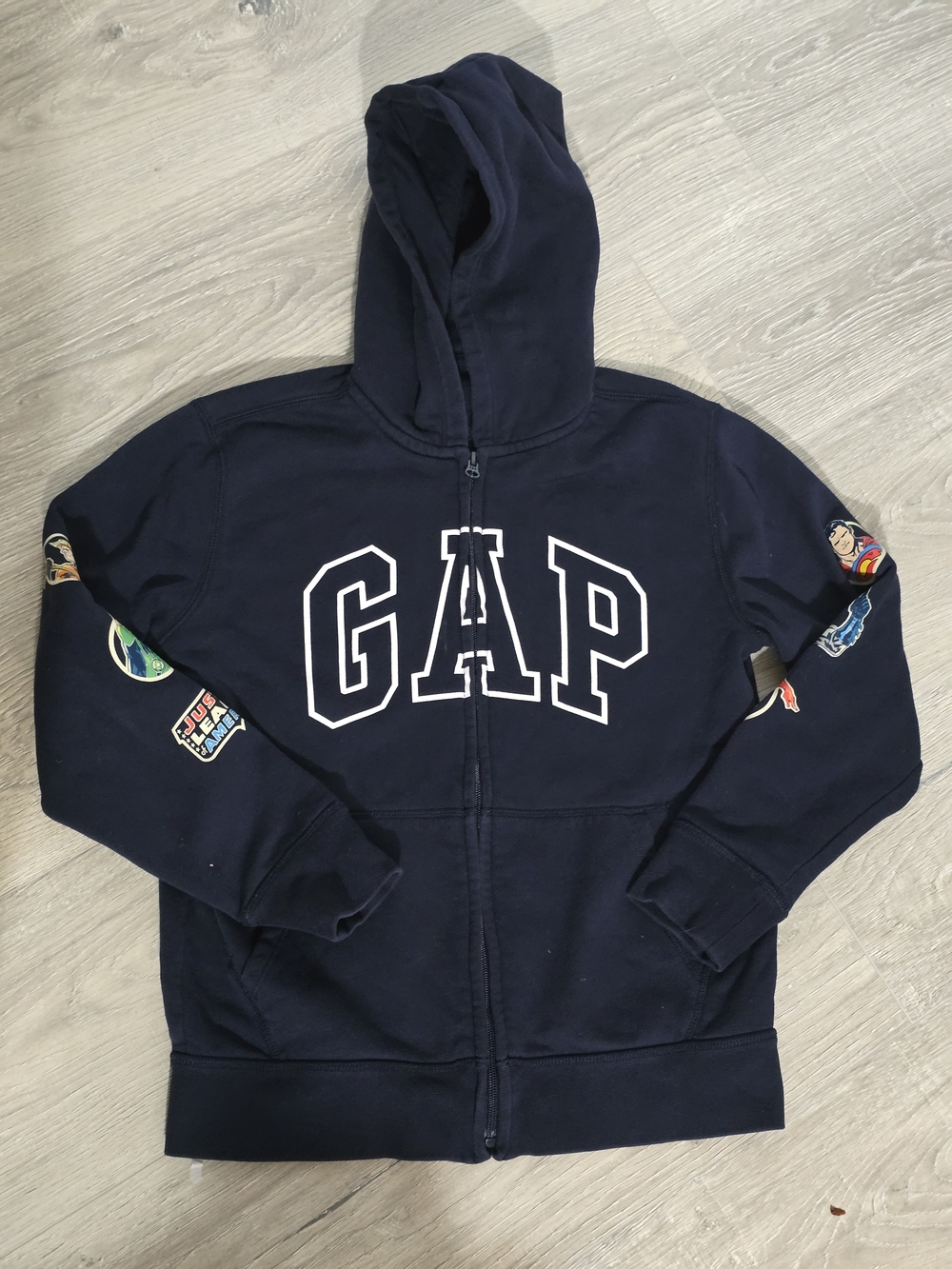 GAP Navy Zip Hoodie with Graphic Sleeve Patches